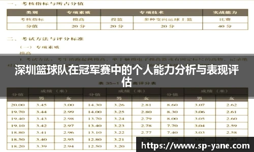 深圳篮球队在冠军赛中的个人能力分析与表现评估